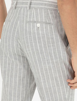 Светло-серые полосатые брюки из смесового льна для папы - Cacharel фото 7