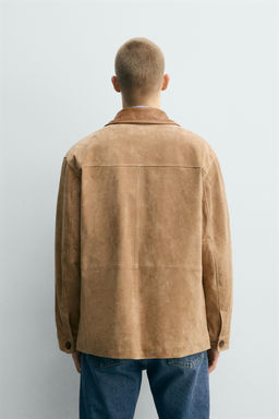 CHAQUETA PIEL SERRAJE CUELLO COMBINADO / Tostado - Zara фото 3