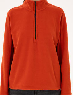 Kiremit Comfort Fit Fermuarl_ Polar Sweatshirt