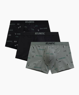 ATLANTIC 3MH-223 Трусы шорты Gym - набор 3 шт. черный + черный + светлый хаки