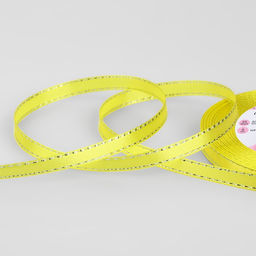 Цена за 5 шт. Лента атласная Серебряные нити, 6 мм 23 1 м, цвет жёлтый №015