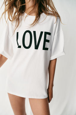 CAMISETA OVERSIZE TEXTO / Blanco - Zara фото 4