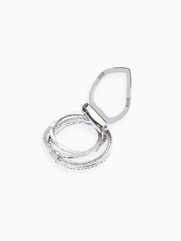 Зажим для платка "Узоры" круг, цвет белый в серебре