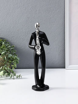 Сувенир полистоун "Саксофонист" чёрный с серебром 7х8,5х27,5 см