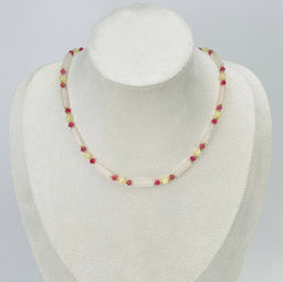 Колье из Розового кварца, Селенита и Турмалина 37 см +