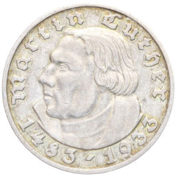 Монета 5 рейхсмарок 1933 года D Германия 450 лет со дня рождения Мартина Лютера