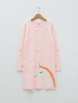 Bisiklet Yaka Nak?? Detayl? Uzun Kollu K?z ?ocuk Triko Elbise