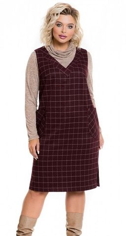 Сарафан 1183 бордовая клетка