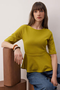 Yag Yesili Peplum/Bel Oturmal? Truvakar Kol Gizli Fermuarl? Orme Bluz TWOAW26BZ00269