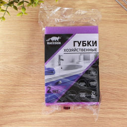 Набор губок для мытья посуды Raccoon «Фьюжн», 2 шт, 9.5×7×4.4 см, фиолетовый