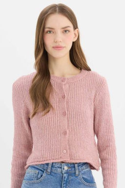 Slim Fit Dar Kesim Bisiklet Yaka Dugmeli Triko H?rka