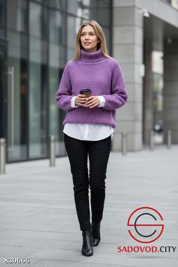 Свитер вязаный однотонный