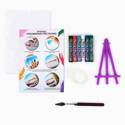 Рисование пастелью с мольбертом «Зимние горы», набор для творчества