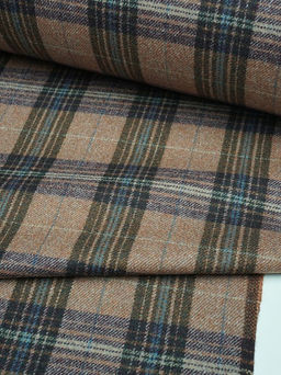 Шерсть пальтово-костюмная Твид Клетка цв.фиолетовый/хаки/коричневый, ш.1.5м, шерсть-60%, п/э-40% - Купава фото 16
