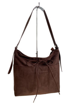 Женская сумка из искусственной замши, цвет шоколад