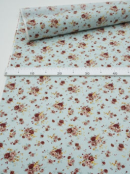 Импорт. хлопок Букеты роз на св.бирюзе, ш.1.48м, хлопок-100%, 105гр/м.кв - Купава фото 5