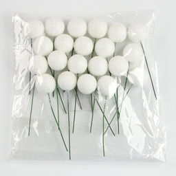 Фигурка для поделок и декора на проволоке «Шар», набор 20 шт., размер 1 шт. — 2×7 см, цвет белый