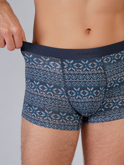Трусы боксеры с принтом синие из хлопка (Арт. 4037MUF) - Indefini фото 7