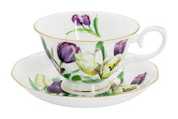 Пара чайная, 2 перс, 4 пр, 180 мл, белая, с золотистым кантом, Тюльпаны, Summer garden - Anna lafarg фото 5