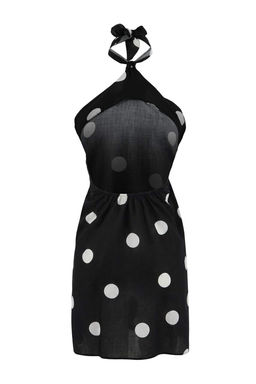 Puantiyeli Dokuma Baglama Detayl? Mini Plaj Elbisesi TBESS26EL00019