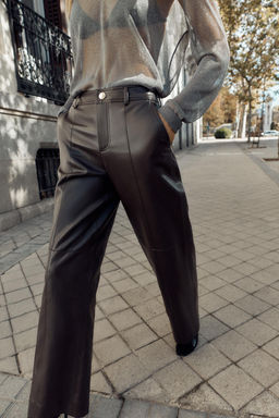 FAUX LEATHER STRAIGHT TROUSERS - Zara фото 10