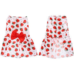 Цена за 2 шт. Платье для кошек и собак мелких пород "Бонита на прогулке", клубнички, размер ХL, длина спинки 32-34см