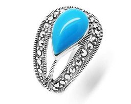 Кольцо из серебра бирюза пресс., марказит, SL-AGA30