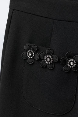 TROUSERS WITH FLORAL JEWEL DETAILS - Zara фото 3