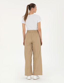 Bej Dokulu Flare H_gh Waist Fit Pantolon