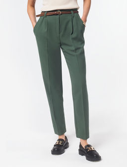 Брюки с завышенной талией из фактурной поливискозы с эластаном