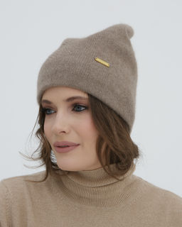 Шапка кашемировая двойная с узором UL капучино