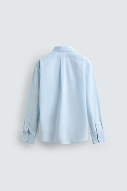 CAMISA REGULAR FIT  ALGOD?N - LINO / Celeste - Zara фото 7