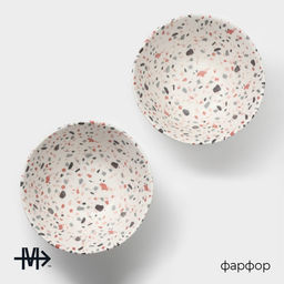 Салатники Magistro Terazzo, 700 мл, 16×7.4 см, набор 2 шт., фарфор, белые