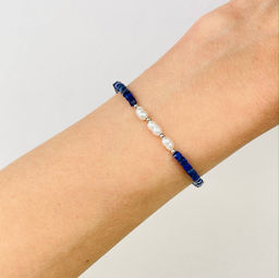 Браслет из Лазурита и Жемчуга 16,5 см +