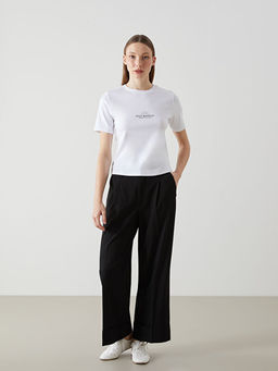 Bisiklet Yaka Bask?l? Kad?n Ti??rt