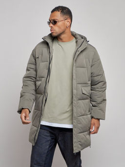 Парка мужская зимняя удлиненная молодежная серого цвета 806Sr - Wonderrman фото 9