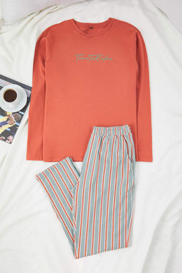 Lacivert Regular Cizgili Orme Pijama Tak?m? TMNAW26PT00056 - Trendyolmilla фото 4