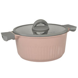 Stella Кастрюля с тефлоновым покрытием 5,2л, д25,5см, h14,5см, s0,32см, дно д20см, s0,4см, литая, стеклянная жаропрочная крышка, капучино (cappuccino) (Россия)