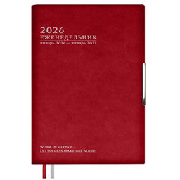 Еженедельник датированный 2026 ESCALADA, А6+, 80 л., арт. 70343/ 20 ШЕВРЕТ ГЛОСС КРАСНЫЙ