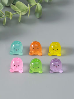 Цена за 2 шт. Набор фигурок из эпоксидной смолы флуоресцентные Зайчики, 6 шт., 1.7?1.8?2 см