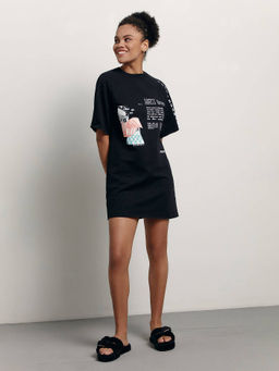 CONTE Платье из футера свободного кроя Blurred LPL 1639 black