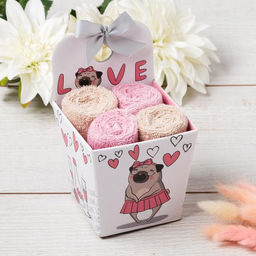 Набор декоративных махровых салфеток Love 30х30 см - 4 шт, 100% хлопок, 340 гр/м2