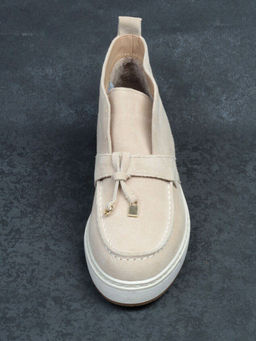 01-5172-5 BEIGE Ботинки женские демисезонные (натуральная замша, байка)