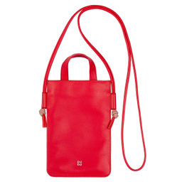 Итальянская женская кожаная сумочка для телефона DuDu серии Faro | огненно-красный