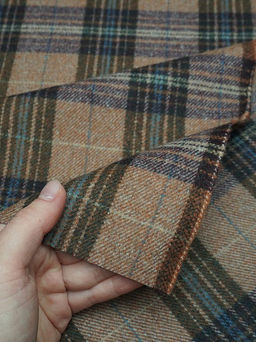 Шерсть пальтово-костюмная Твид Клетка цв.фиолетовый/хаки/коричневый, ш.1.5м, шерсть-60%, п/э-40% - Купава фото 3