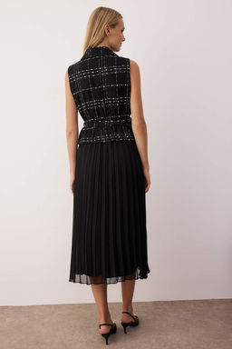 Siyah Kemerli Pilise Detayl? Midi Dokuma Elbise TWOAW26EL00117 - Trendyolmilla фото 4