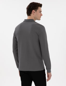 Gri Slim Fit K_vr_lmaz Yaka Sweatshirt - Pierre cardin фото 5
