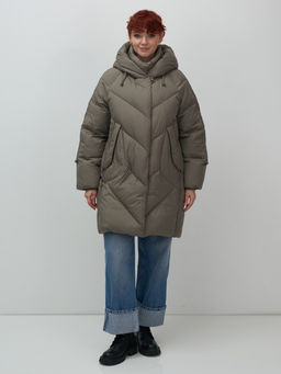 Пальто двубортная зимнее утепленное женское светло-коричневого цвета 7732SK - Visdeer фото 14