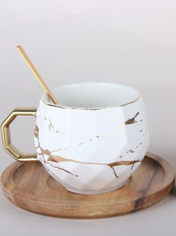 Чайная пара на 1 персону 200мл п/у цвет микс белый или чёрный 7630 /Коралл/  фото 3