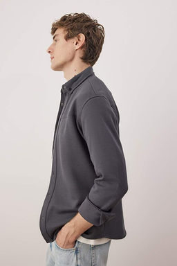Antrasit Regular Fit Dokulu Erkek G_mlek TMNAW26GO00023 - Trendyolmilla фото 2